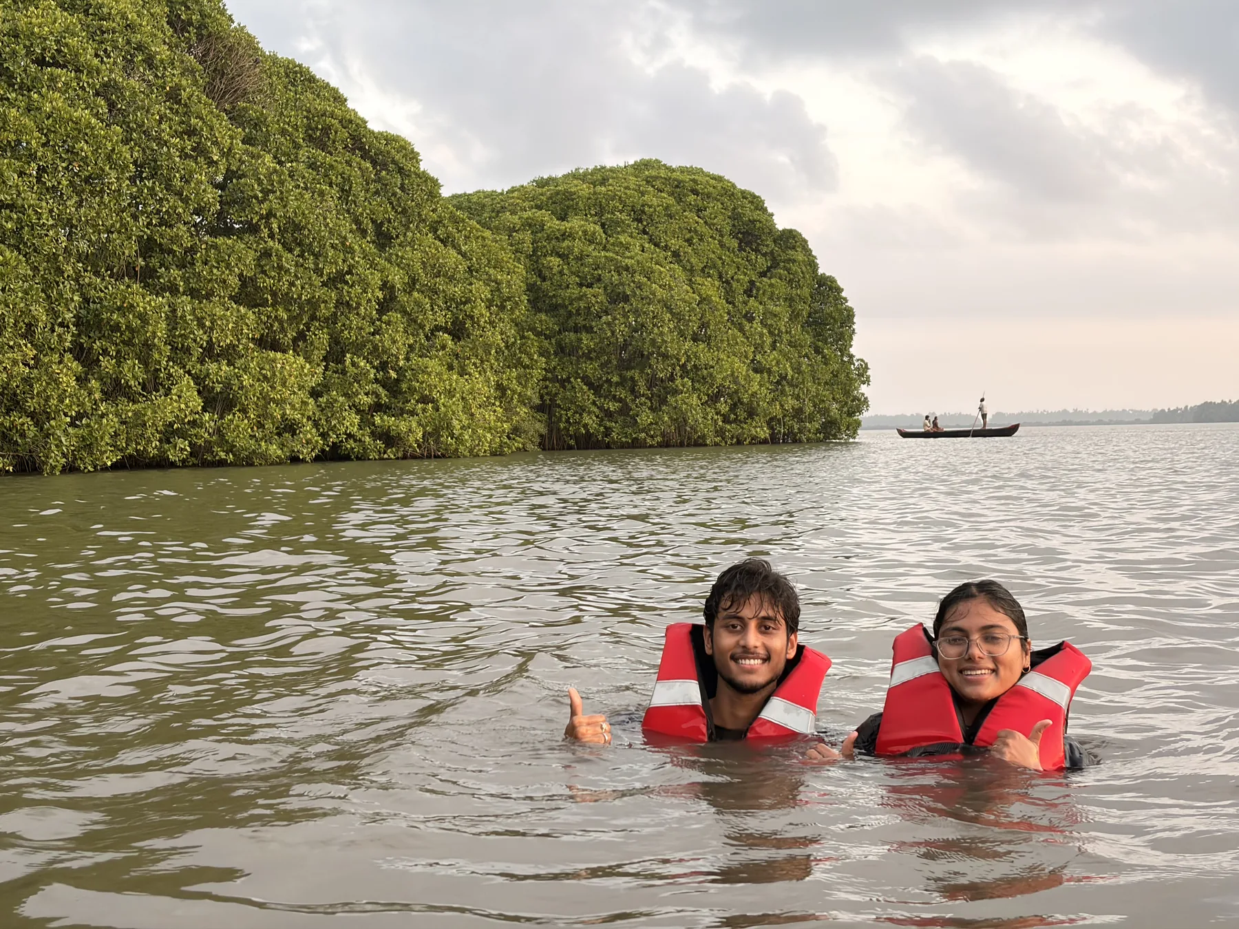Guests swimming in the backwaters